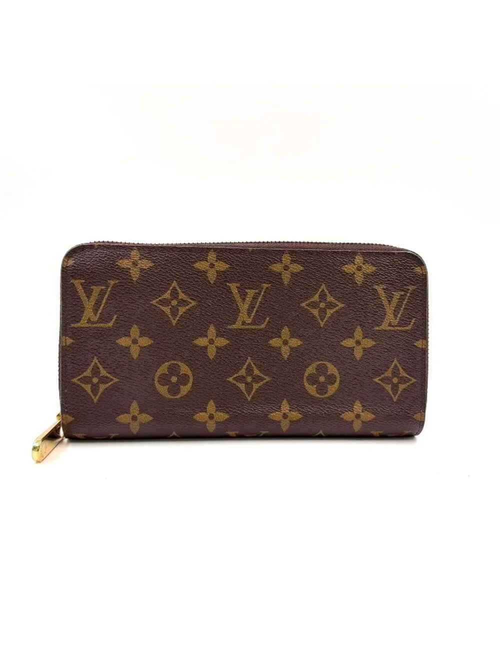 Louis Vuitton Zippy Wallet Monogram Leather Brown Round Gold